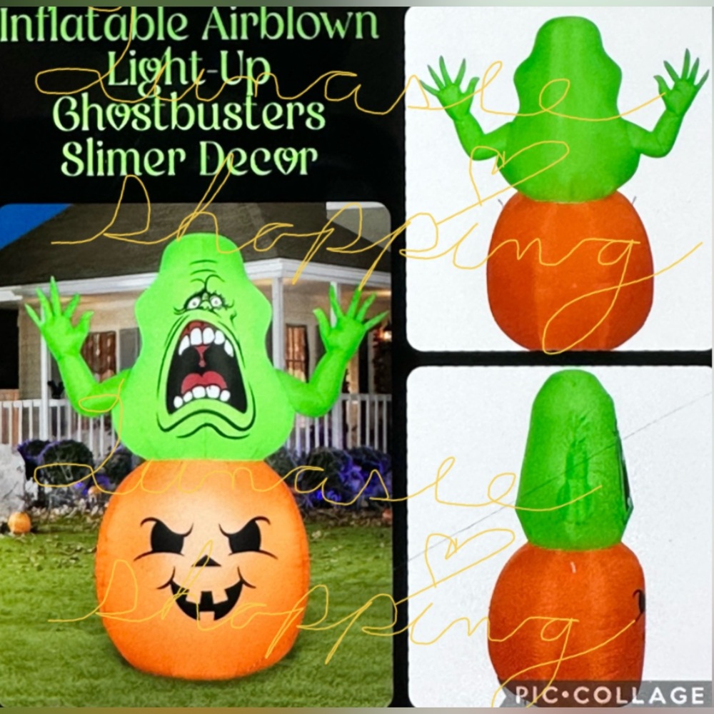 Gemmy Ghostbusters Slimer with Pumpkin Inflatable